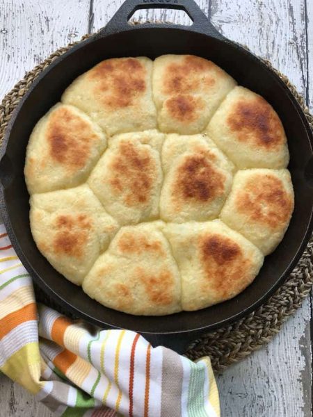 Keto-Hawaiian-Sweet-Rolls-Bread-Recipe-in-cast-iron-pan